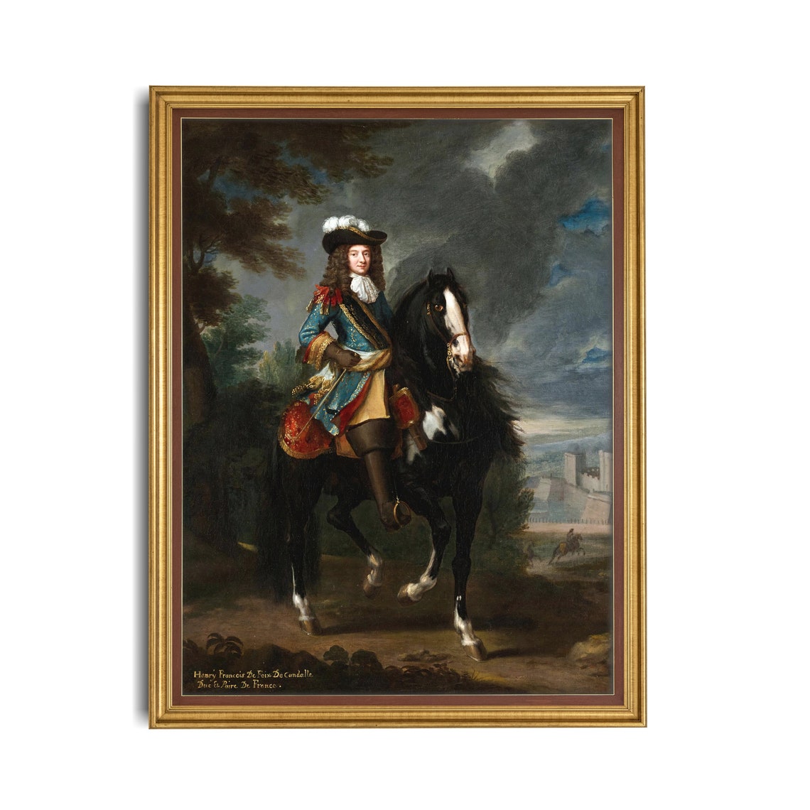 Antique Nobleman on Black Horse Baroque Equestrian Portrait Poster - Image 5
