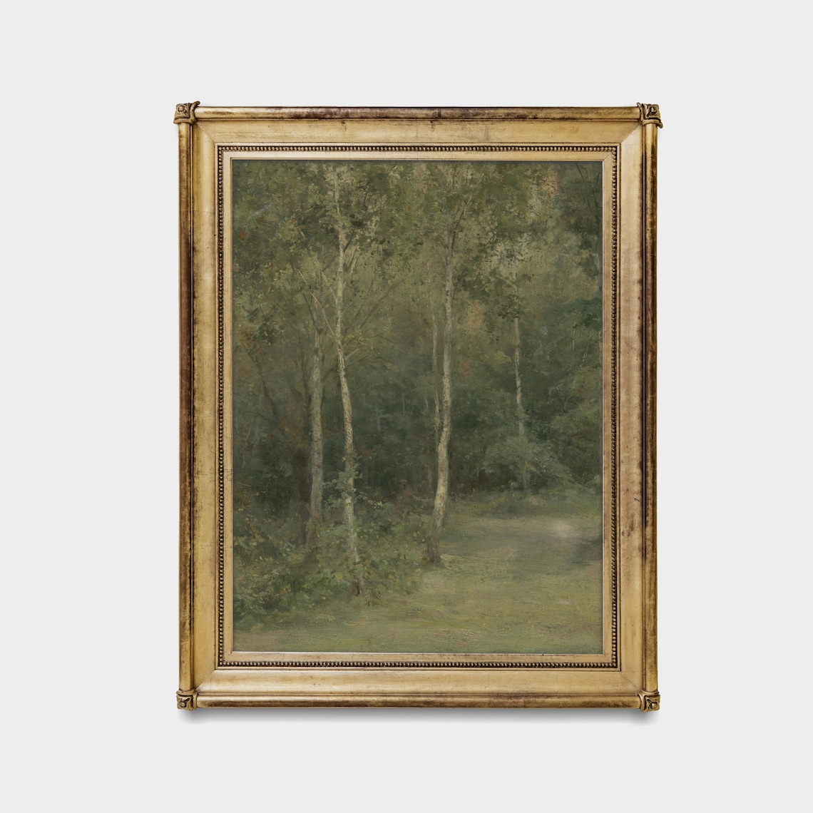 Misty Birch Forest Interior Green Woodland Scene Vintage Poster - Image 4