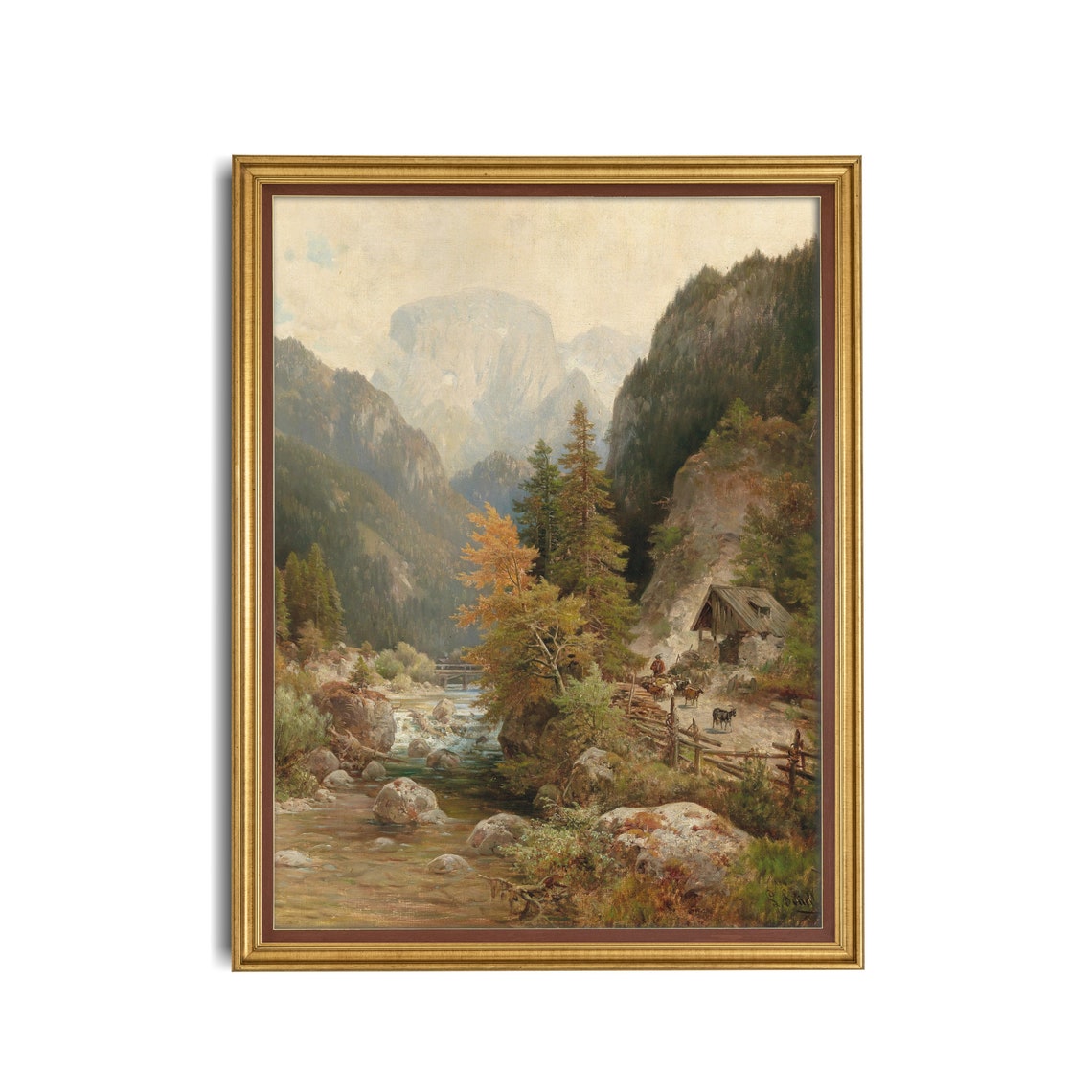 Mountain Stream Flowing Past a Watermill in an Alpine Valley Poster - Image 3
