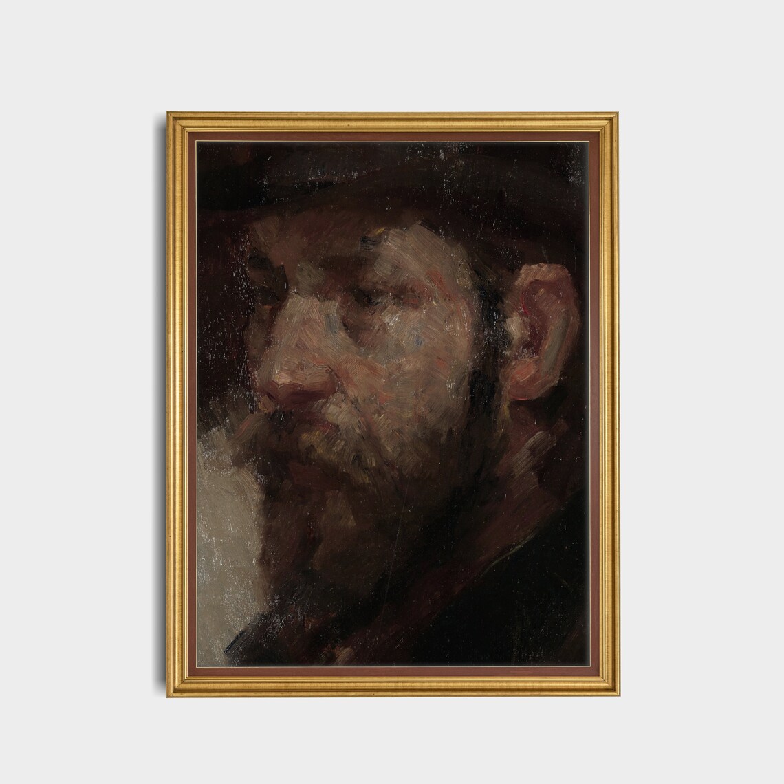 Impressionist Portrait of a Bearded Man Wearing a Dark Hat Poster - Image 5