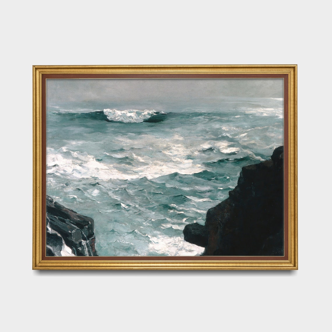 Waves Crashing On Dark Rocky Cliffs Dramatic Seascape Poster - Image 5