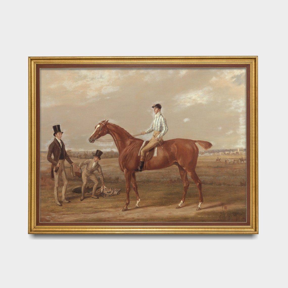 Jockey on a Chestnut Racehorse with Gentlemen Sporting Poster - Image 5