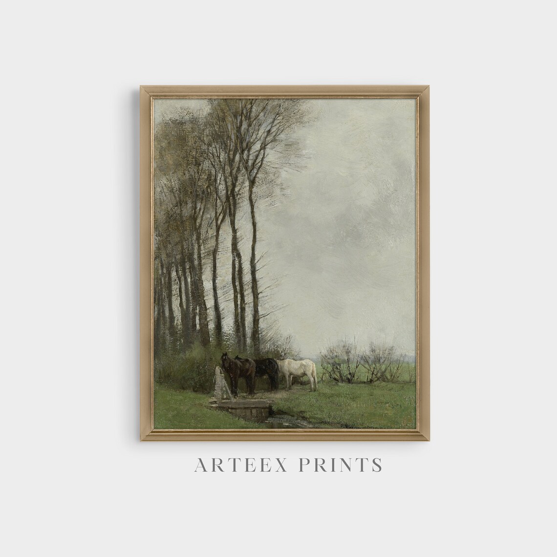 Vintage Horses At The Fence, Farmhouse Art Print - Image 4