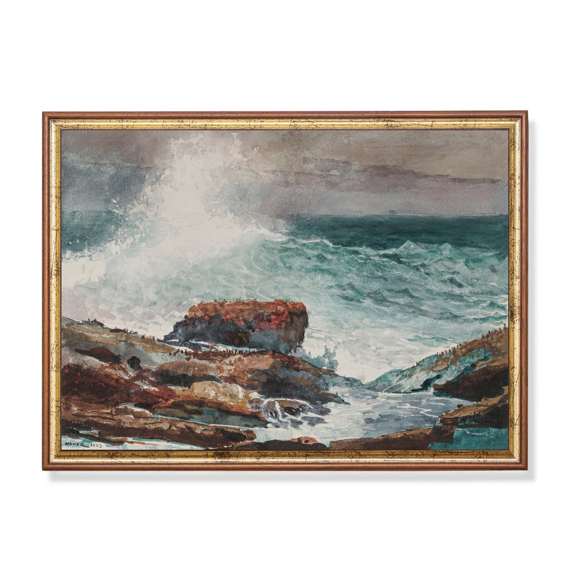 Winslow Homer 1883 Stormy Waves Breaking on a Rocky Coast Poster