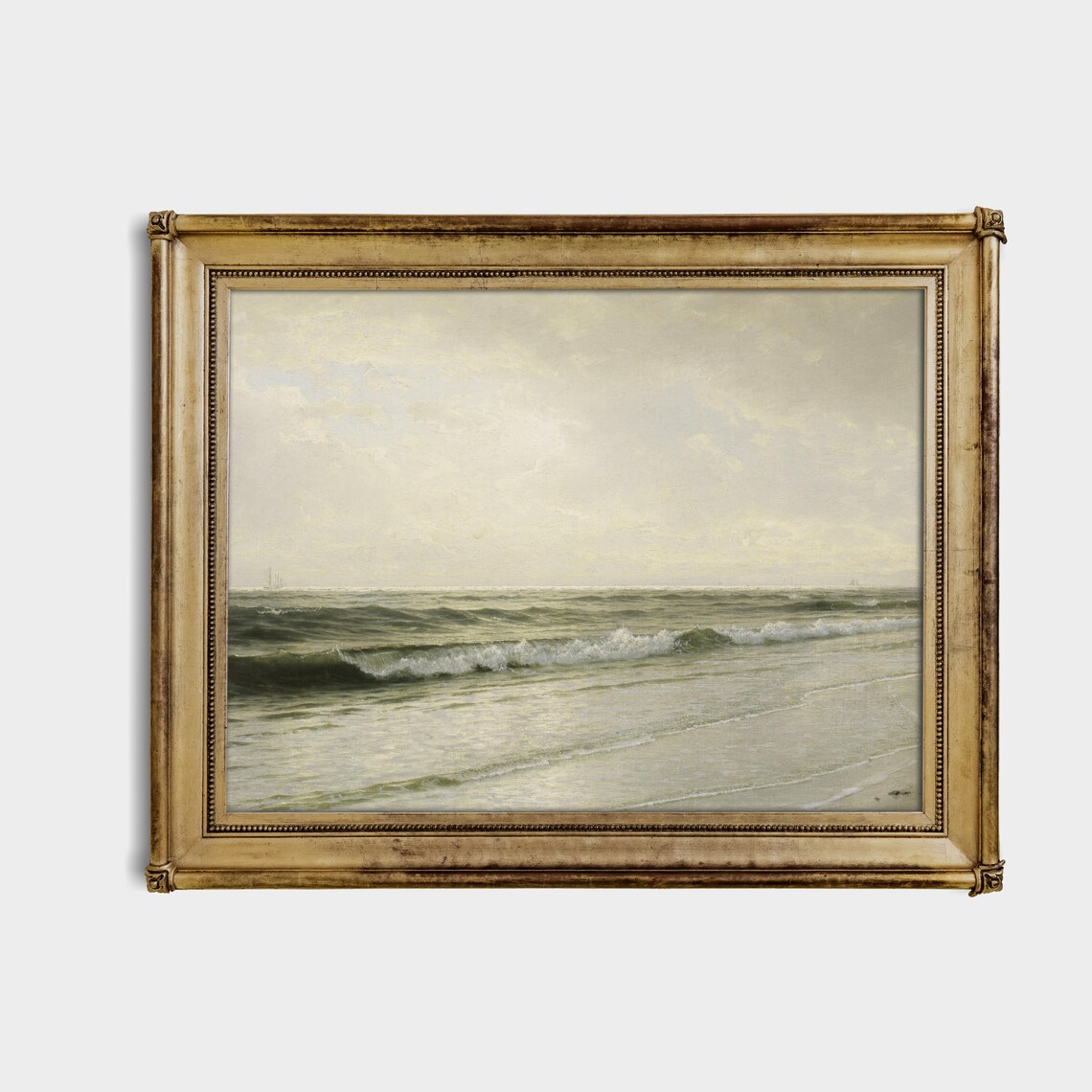 Vintage Seascape with Ship, Coastal Art Print - Image 2