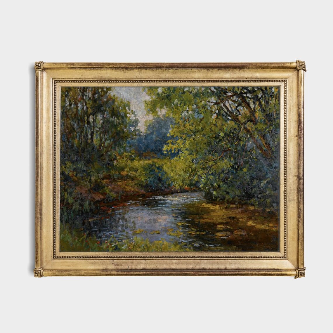 Printed And Shipped Vintage Landscape Print Nature Art Retro Wall Decor Rustic Home Country Cottage Stream Side Moody Prints - Image 2