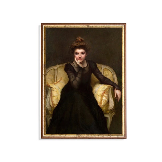 Printed And Shipped Vintage Portrait Painting Antique Woman Portrait Moody Rustic Print 18th Century Fine Art Physical Prints
