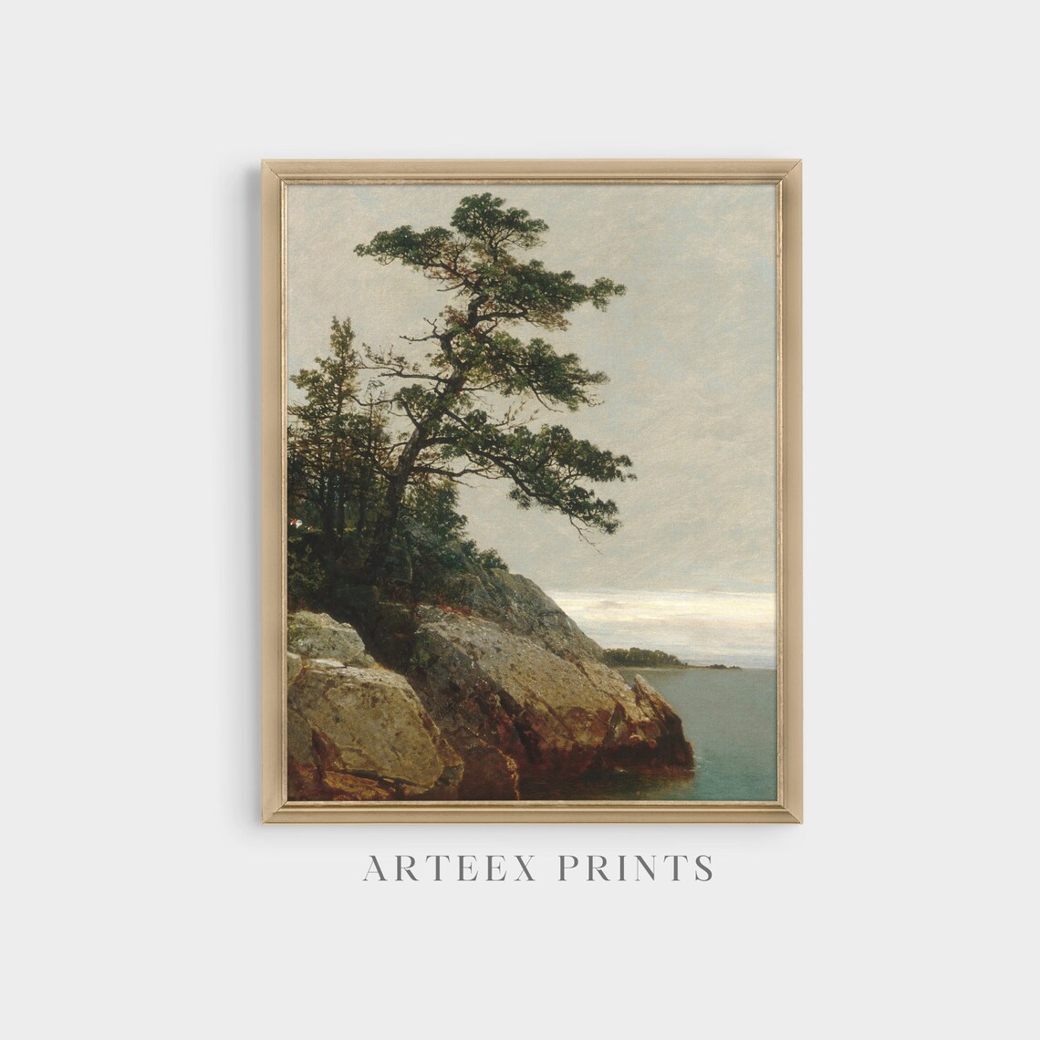 Vintage Pine Trees Coastal Landscape Art Print - Image 3