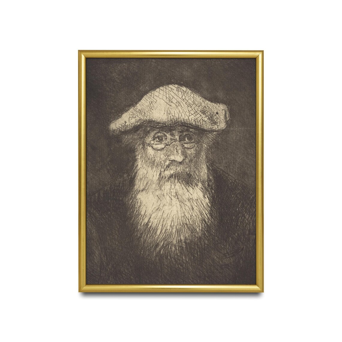 Vintage Male Portrait Sketch, Antique Self Portrait Print - Image 2