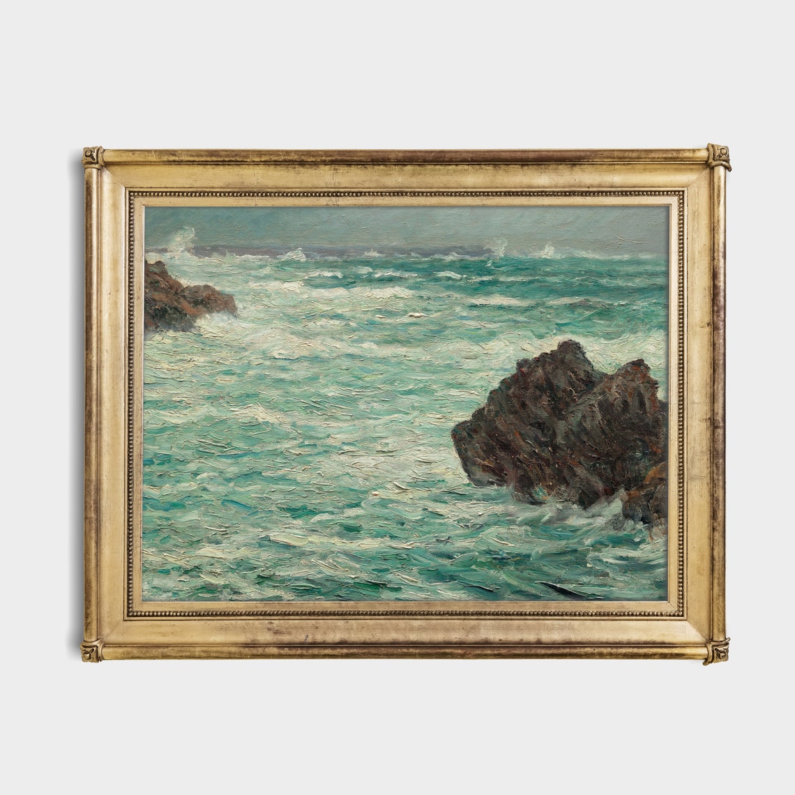 Mailed Prints Vintage Seascape Painting Antique Ocean Beach Moody Rustic Print Coastal Decor Fine Art Physical Prints - Image 2