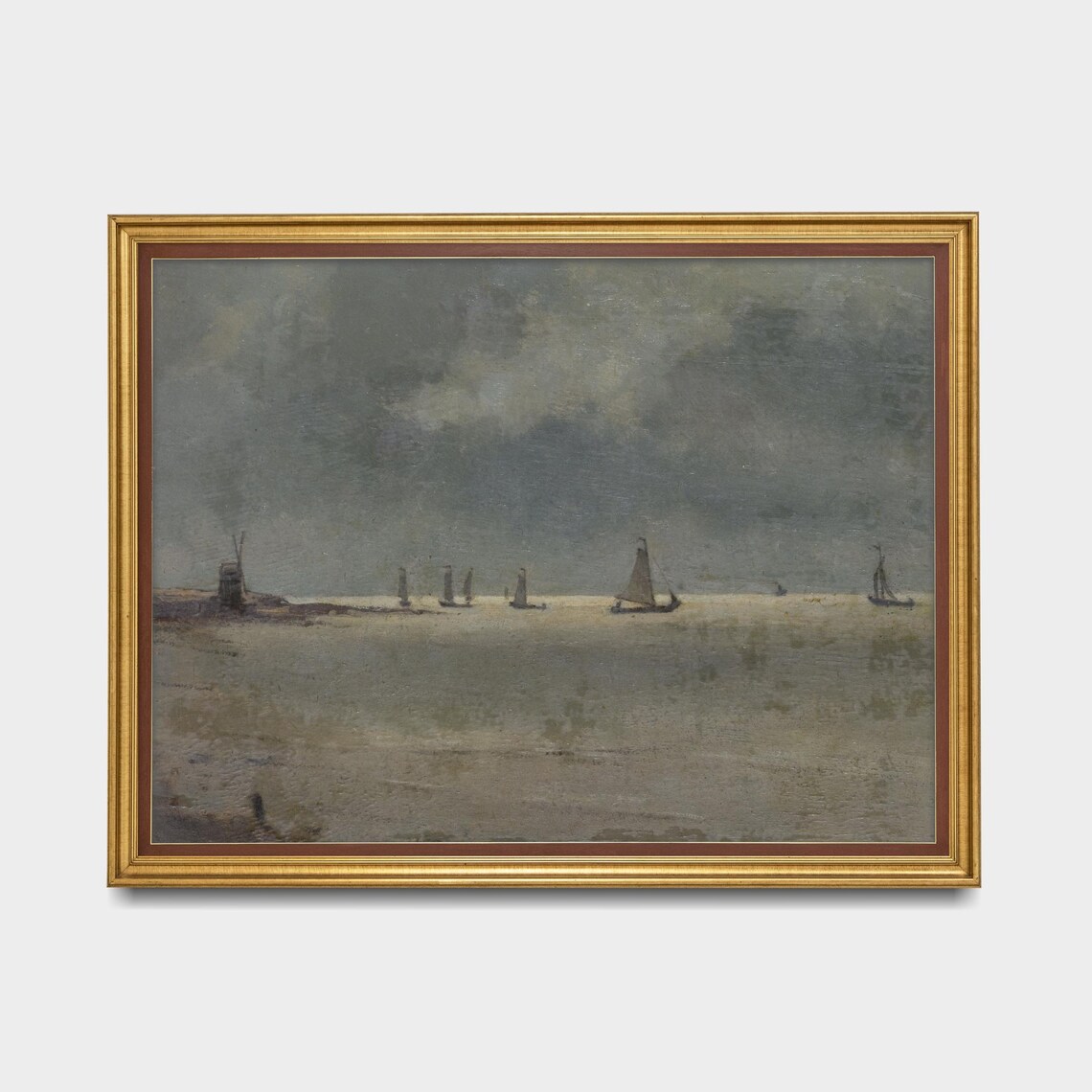 Sailboats on a Misty Sea Under Stormy Skies Vintage Marine Poster - Image 5