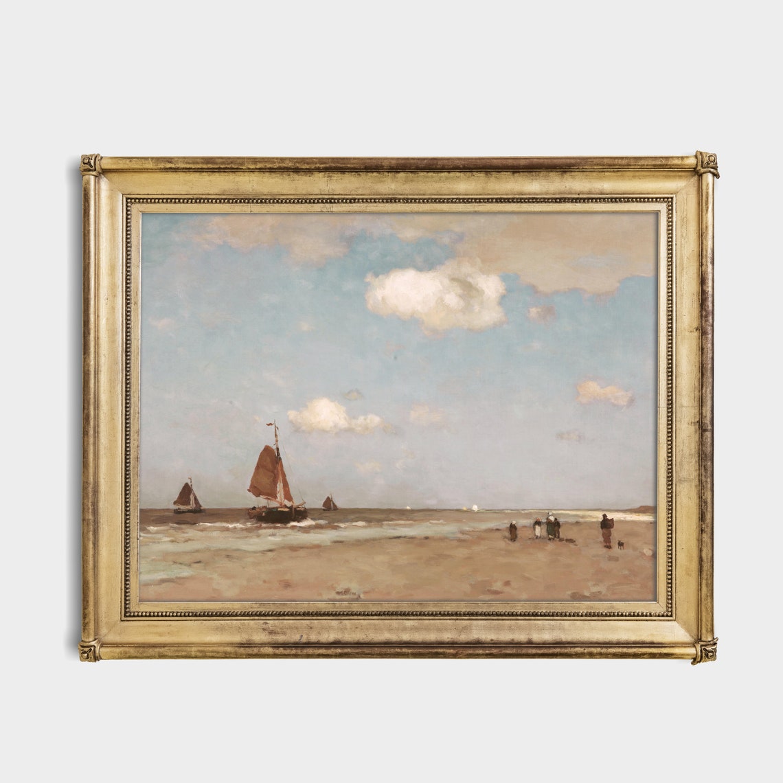 Dutch Beach With Sailing Vessels And Figures Hague School Art Poster - Image 3