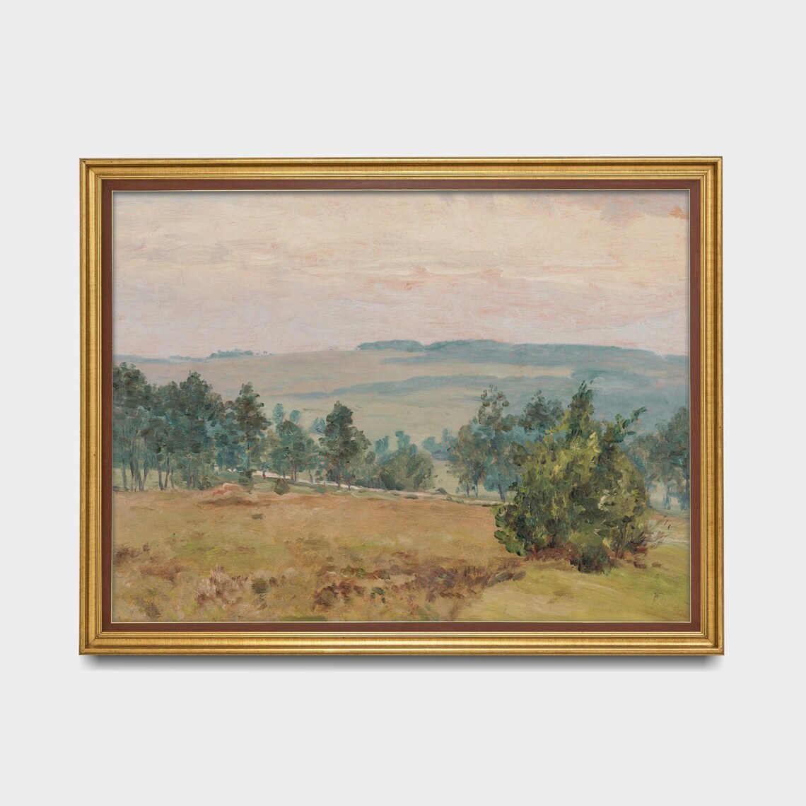 Rolling Countryside Hills in Morning Haze Vintage Pastoral View Poster - Image 5