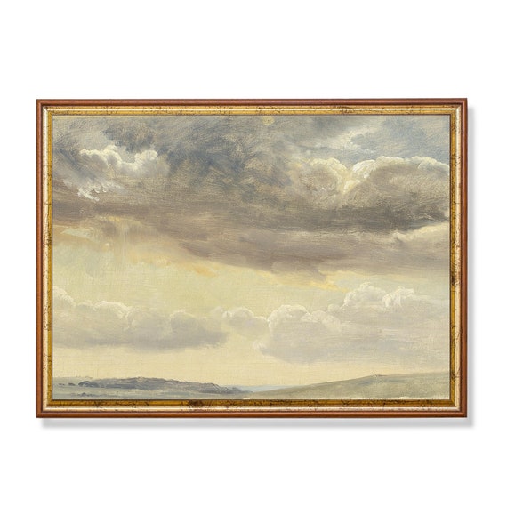 Vintage Cloud Study Antique Sky Painting Rustic Print Wall Art Farmhouse Decor 18th Century Fine Art