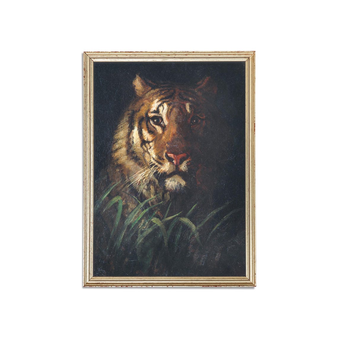 Tiger Emerging from Deep Darkness Dramatic Wildlife Portrait Poster - Image 3