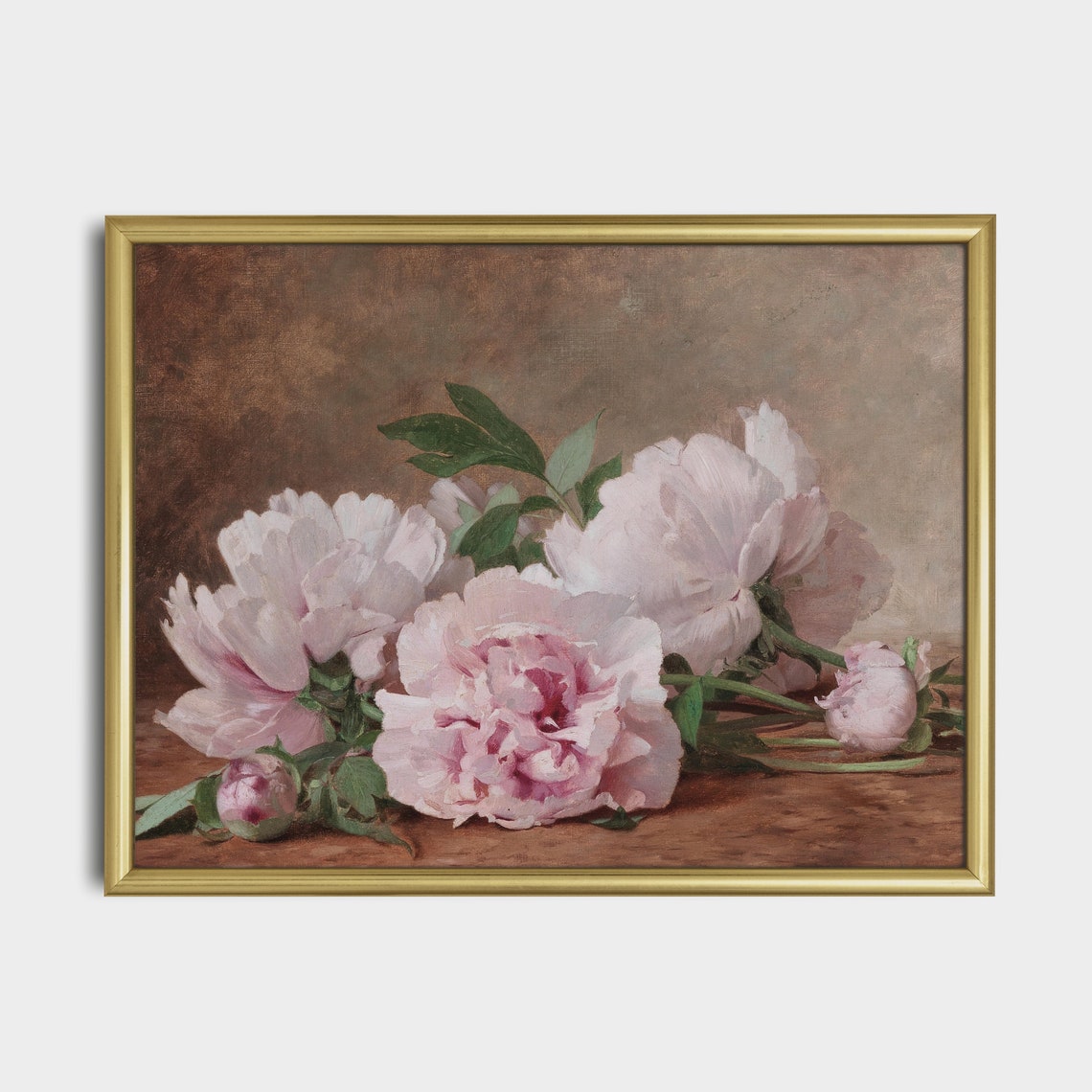 Vintage Still Life Painting of Blush Pink Peonies on a Table Poster - Image 5