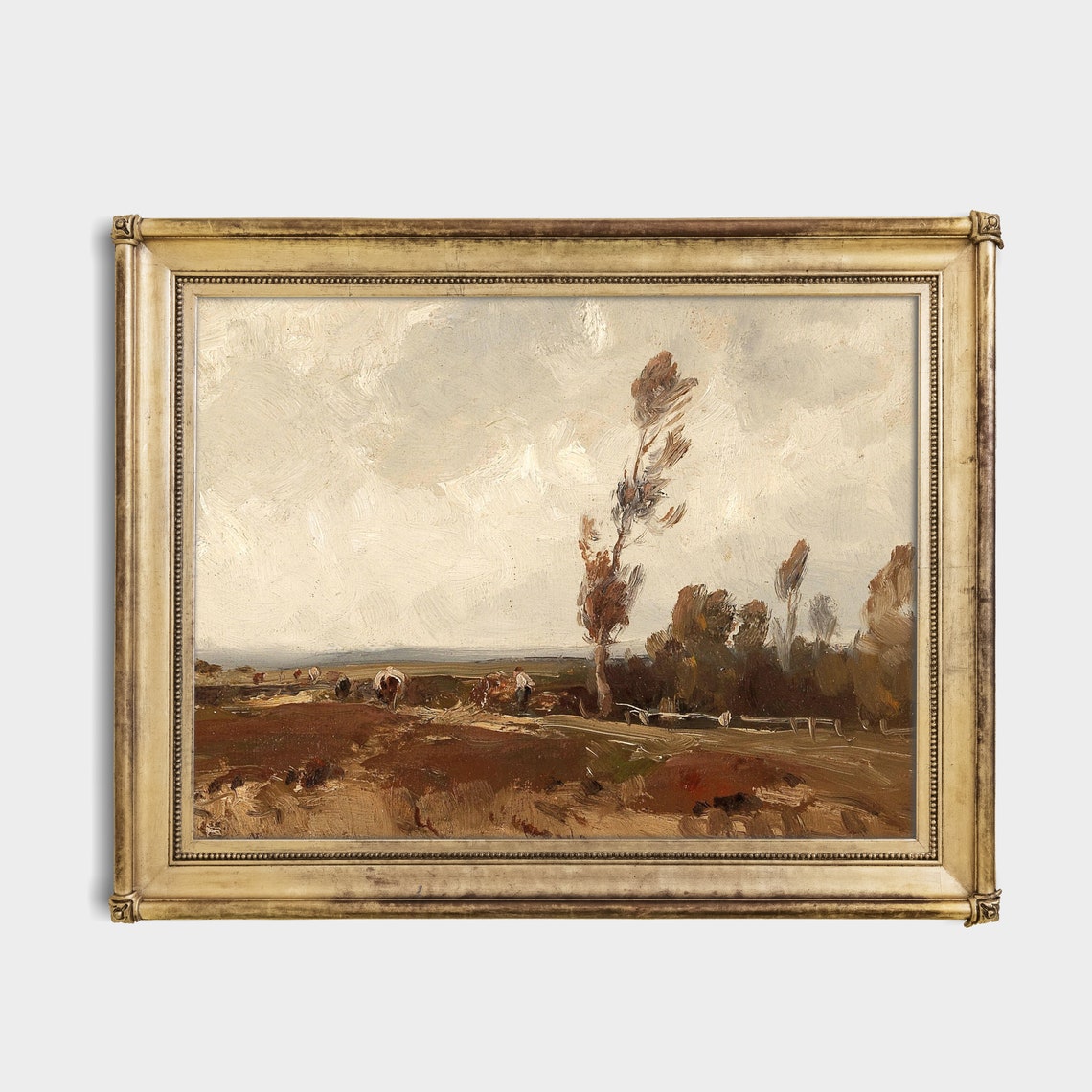 Impressionist Harvest Field with Haystacks and Lone Tree Poster - Image 2