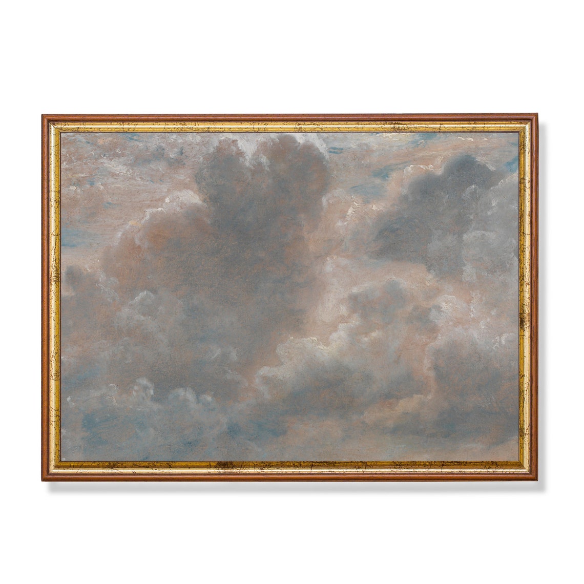 Billowing Cumulus Clouds Filling the Sky Antique Study Poster