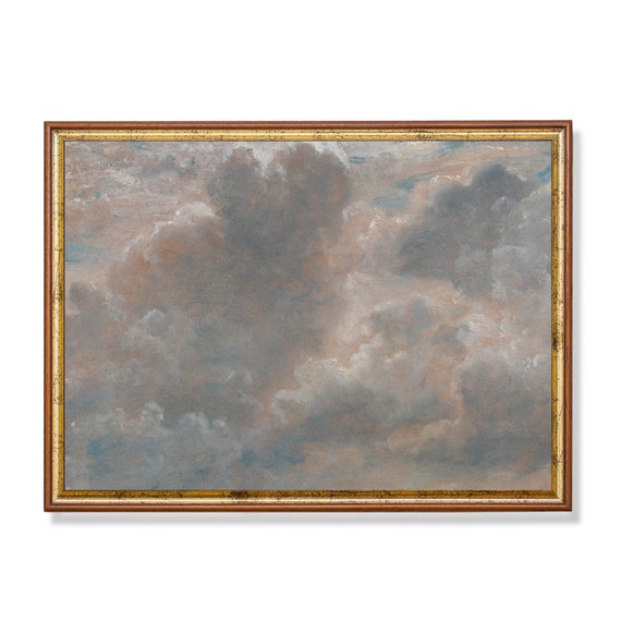 Vintage Cloud Study Antique Sky Painting Nursery Decor Wall Art Oil Painting 18th Century Fine Art