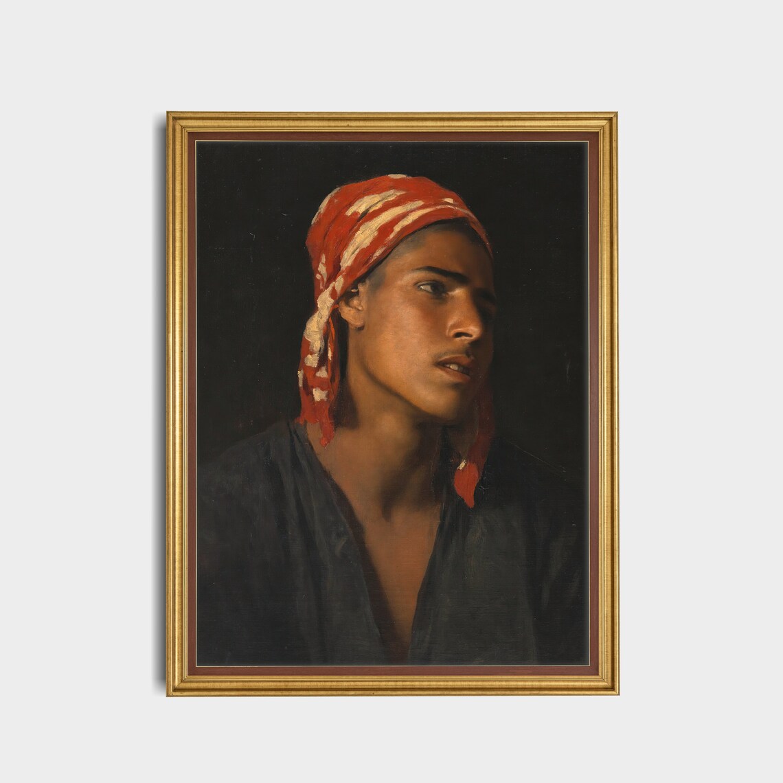 Moody Orientalist Portrait of a Young Man in a Red Headscarf Poster - Image 5