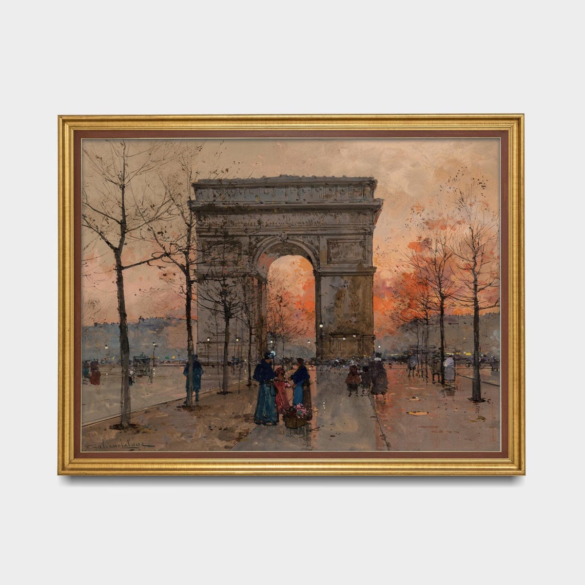 Arc de Triomphe Paris at Sunset Vintage Impressionist Poster - Image 5