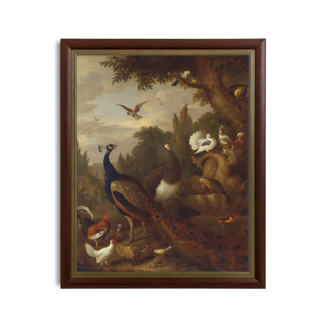 Peacock, Parrots and Doves in a Baroque Aviary Garden Scene Poster - Image 2