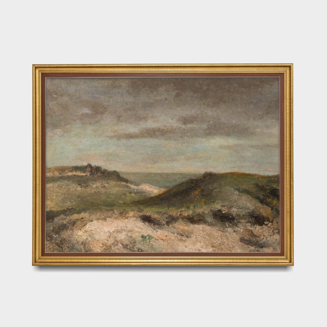 Coastal Dunes Under Grey Sky Vintage Seascape Painting Poster - Image 5