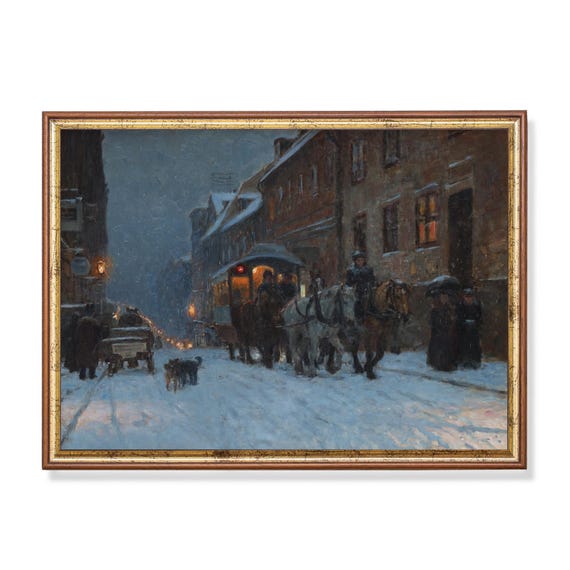 Printed And Shipped Vintage Winter Landscape Antique Art Print Cold Winters Night Scenes Moody Rustic Holiday Art Physical Prints