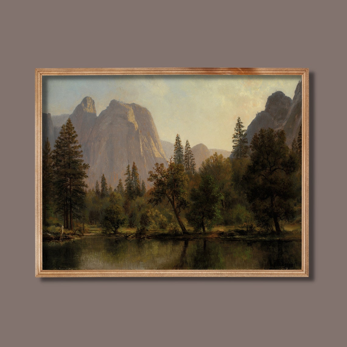 Golden Mountain Lake with Pine Trees Yosemite Valley Landscape Poster - Image 2