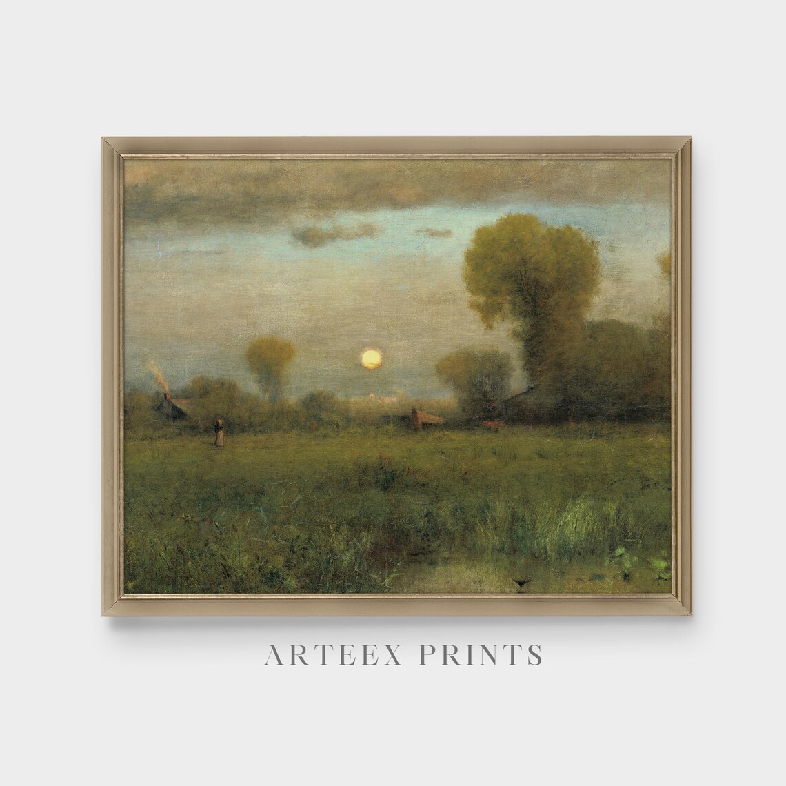 Vintage Country Landscape With Moon Art Print - Image 3