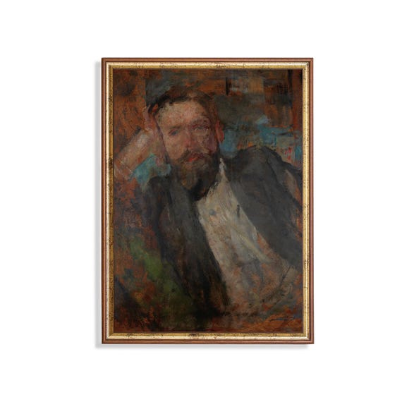 Print And Ship Vintage Gentleman Portrait Antique Man Portrait Mailed Print Oil Painting Print Moody Rustic Fine Art Print
