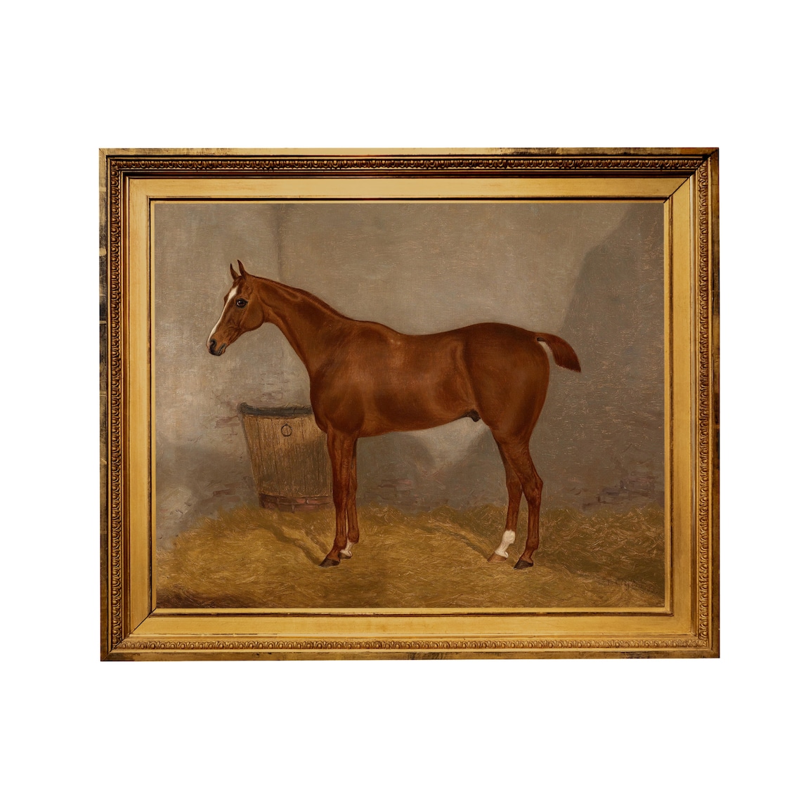 Chestnut Horse Standing in a Stable Vintage Equestrian Portrait Poster - Image 3
