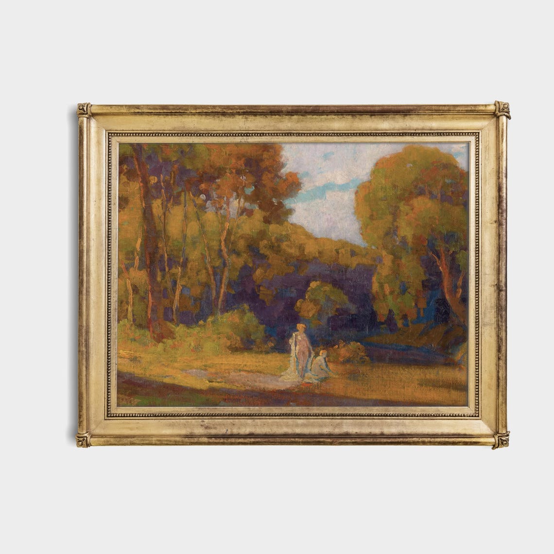 Two Figures Resting in a Golden Autumn Woodland Clearing Poster - Image 4