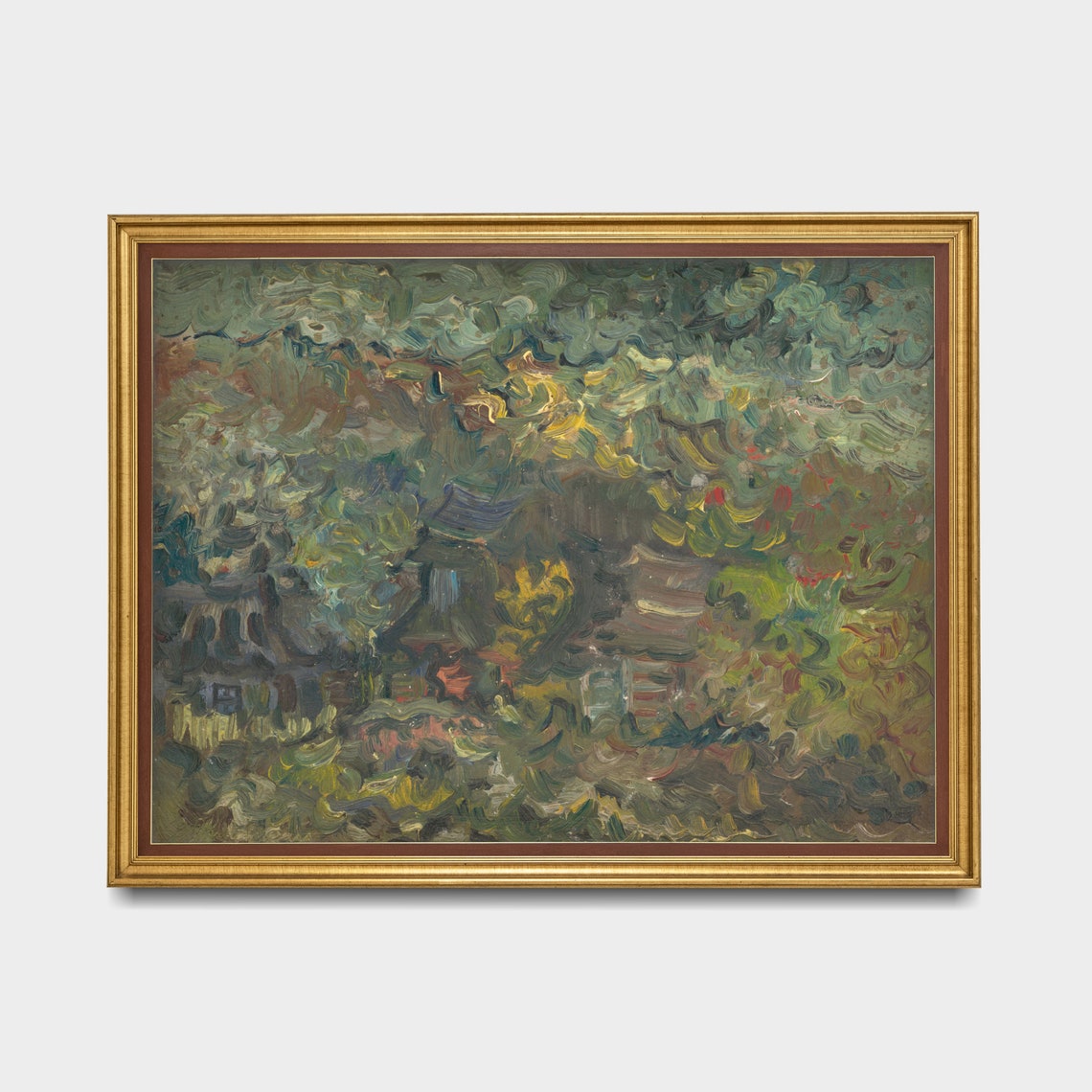 Abstract Green Garden Painted in Thick Impasto Brushwork Poster - Image 2
