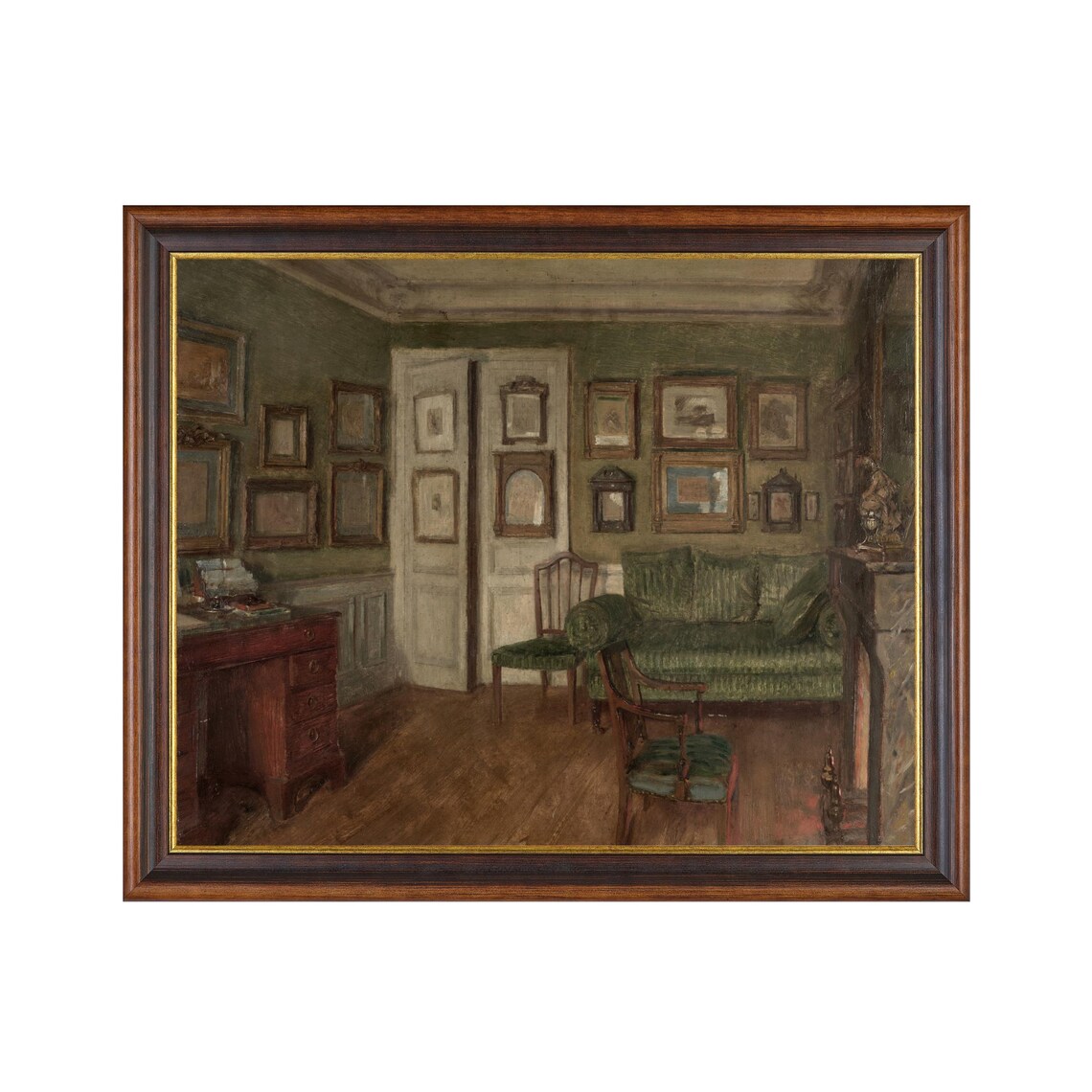 Vintage European Parlor Interior Painting Classic Home Art Poster
