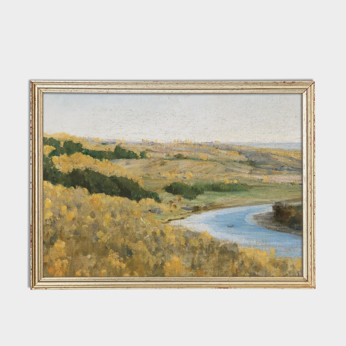 Golden Autumn River Valley Vintage Landscape Painting Wall Poster - Image 2