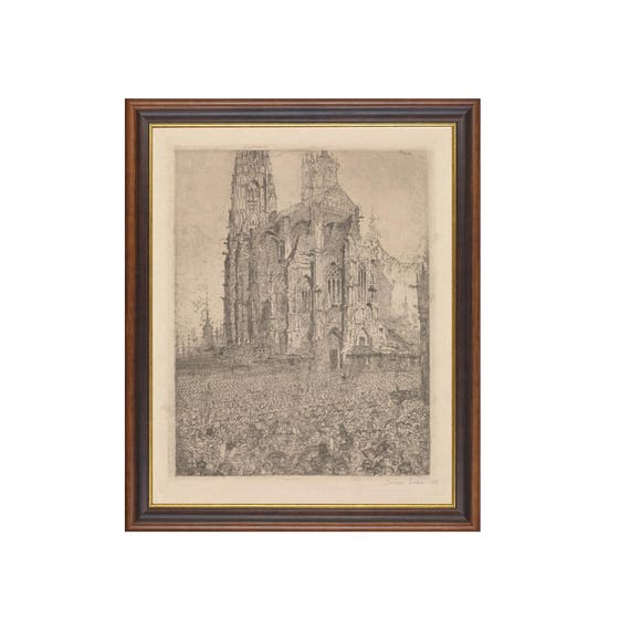 Printed And Shipped Vintage Print Antique Drawing Rustic Sketch Print Minimalist Living Room Art Physical Prints The Cathedral