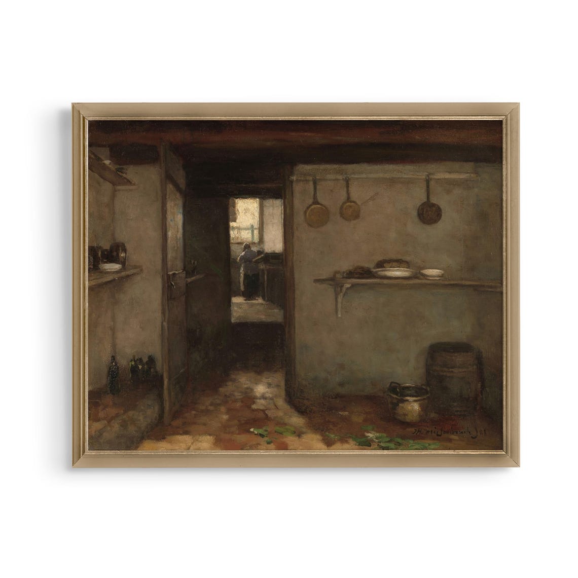Rustic Old Kitchen Interior Copper Pans Vintage Farmhouse Poster - Image 5