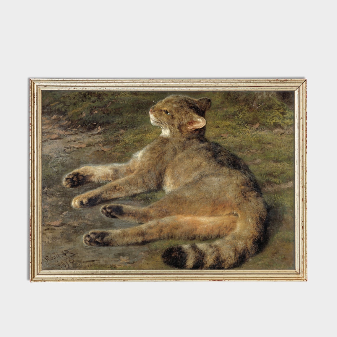Vintage Cat Painting Antique Animal Print Farmhouse Decor Moody Rustic Art Wall Art Fine Art Print - Image 2