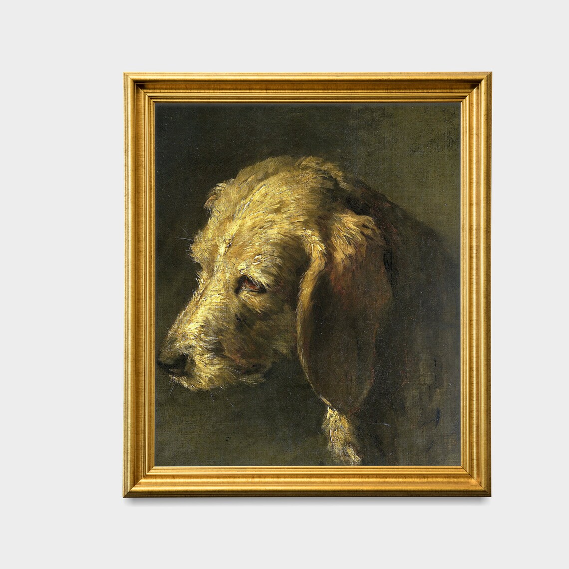 Profile of a Hound Head Antique Dog Portrait Oil Painting Poster - Image 2