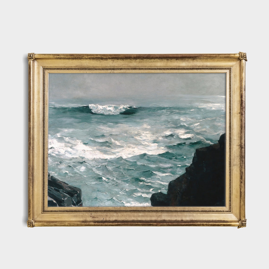 Waves Crashing On Dark Rocky Cliffs Dramatic Seascape Poster - Image 4