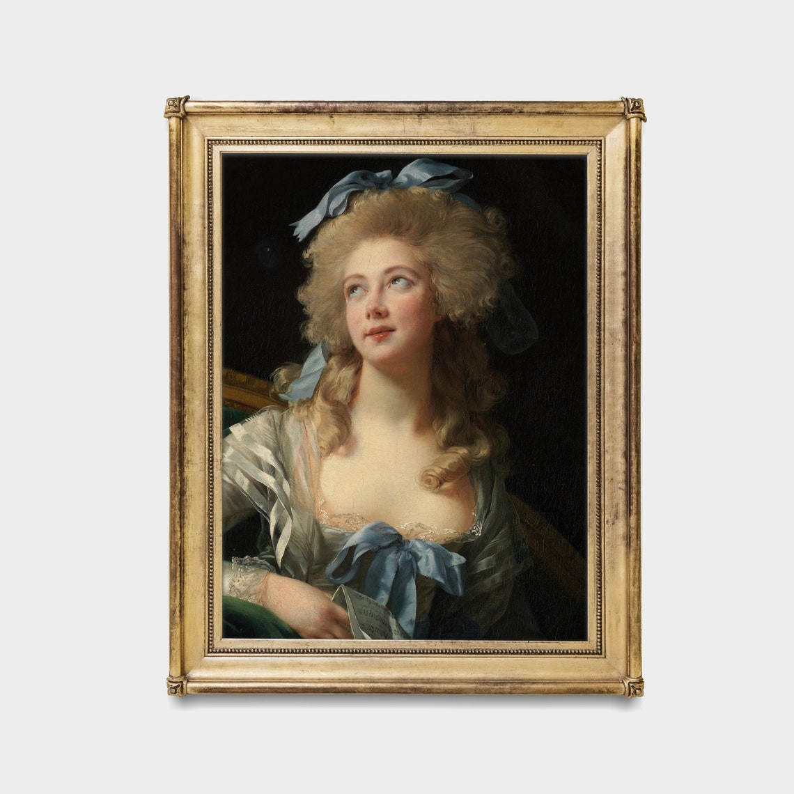 Rococo Lady With Blue Ribbons Holding Sheet Music Portrait Poster - Image 4