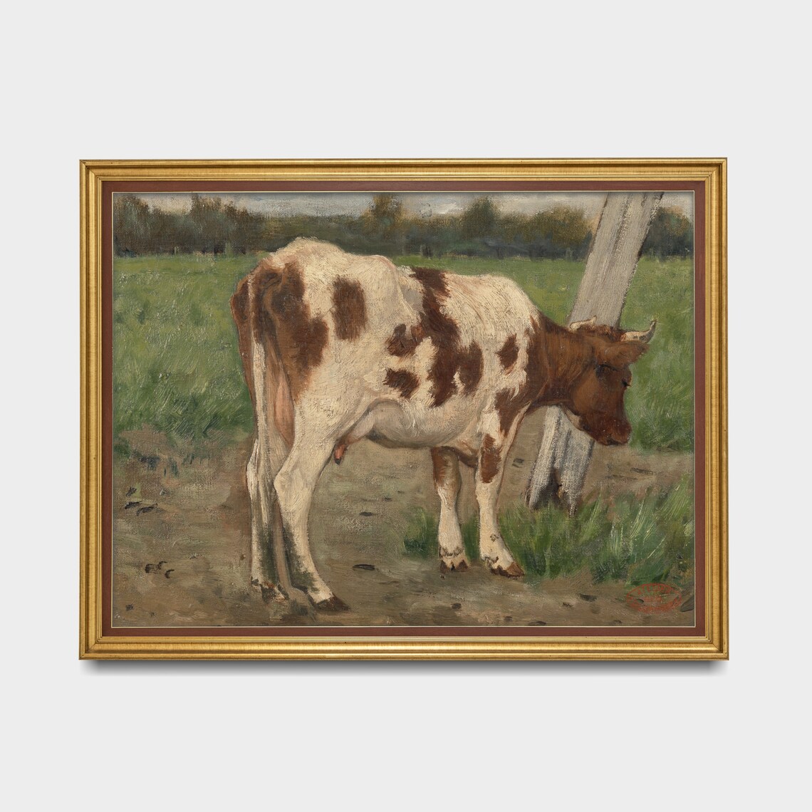 Vintage Cow Painting Antique Animal Print Wall Art Country Farmhouse Decor Animal Lover Gift Fine Art - Image 4