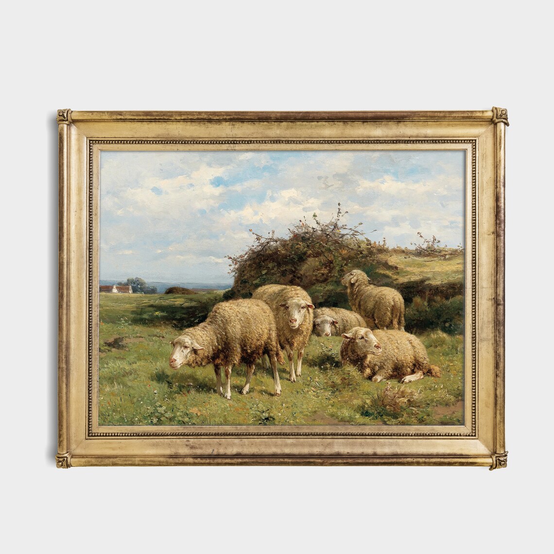 Vintage Sheep Painting, Rustic Country Landscape Art Print - Image 2