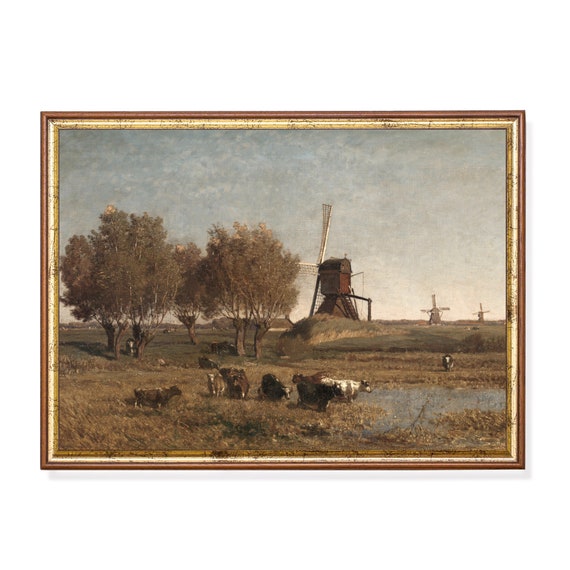 Landscape Painting Antique Farmhouse Art Print