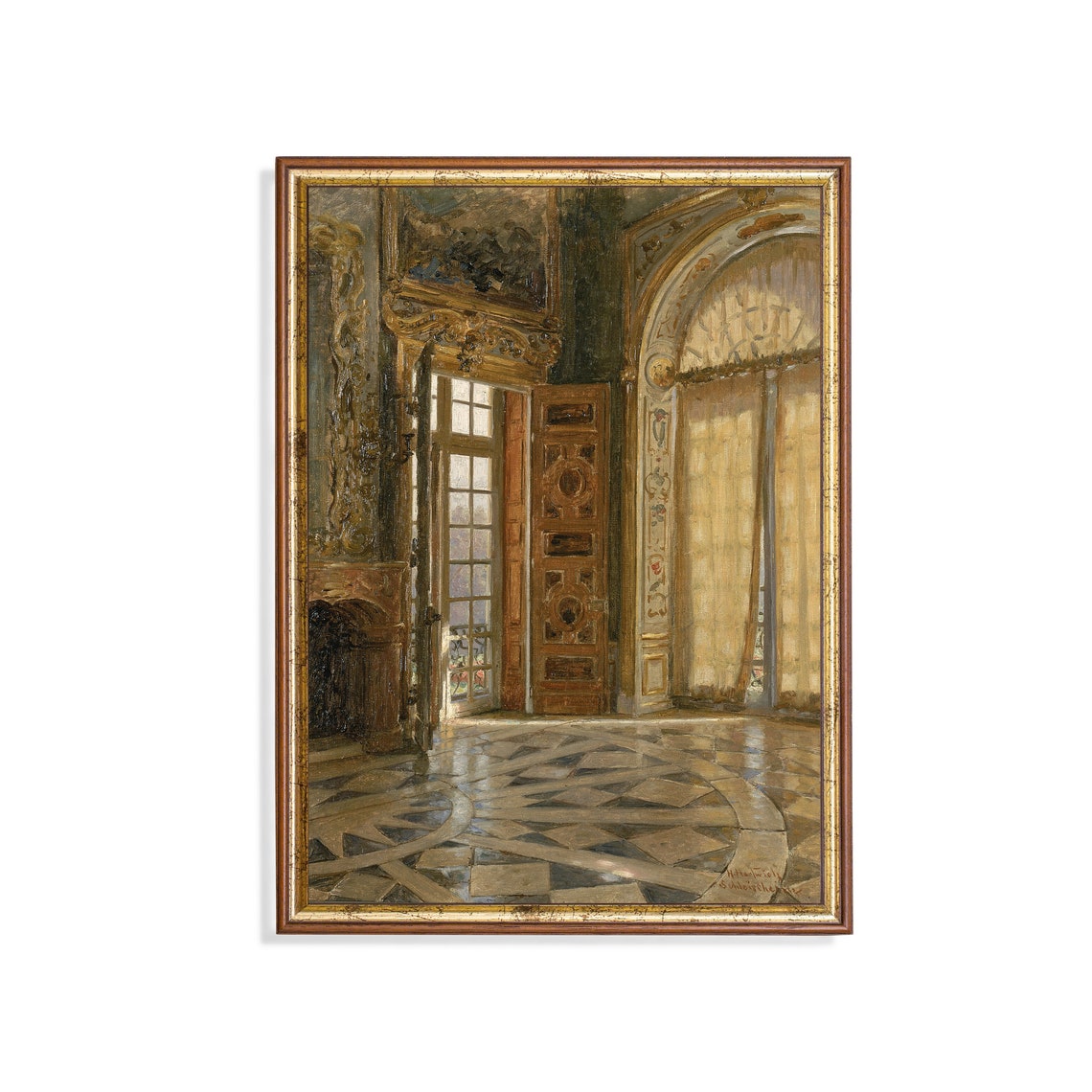 Baroque Palace Hall Interior Vintage European Architecture Art Poster