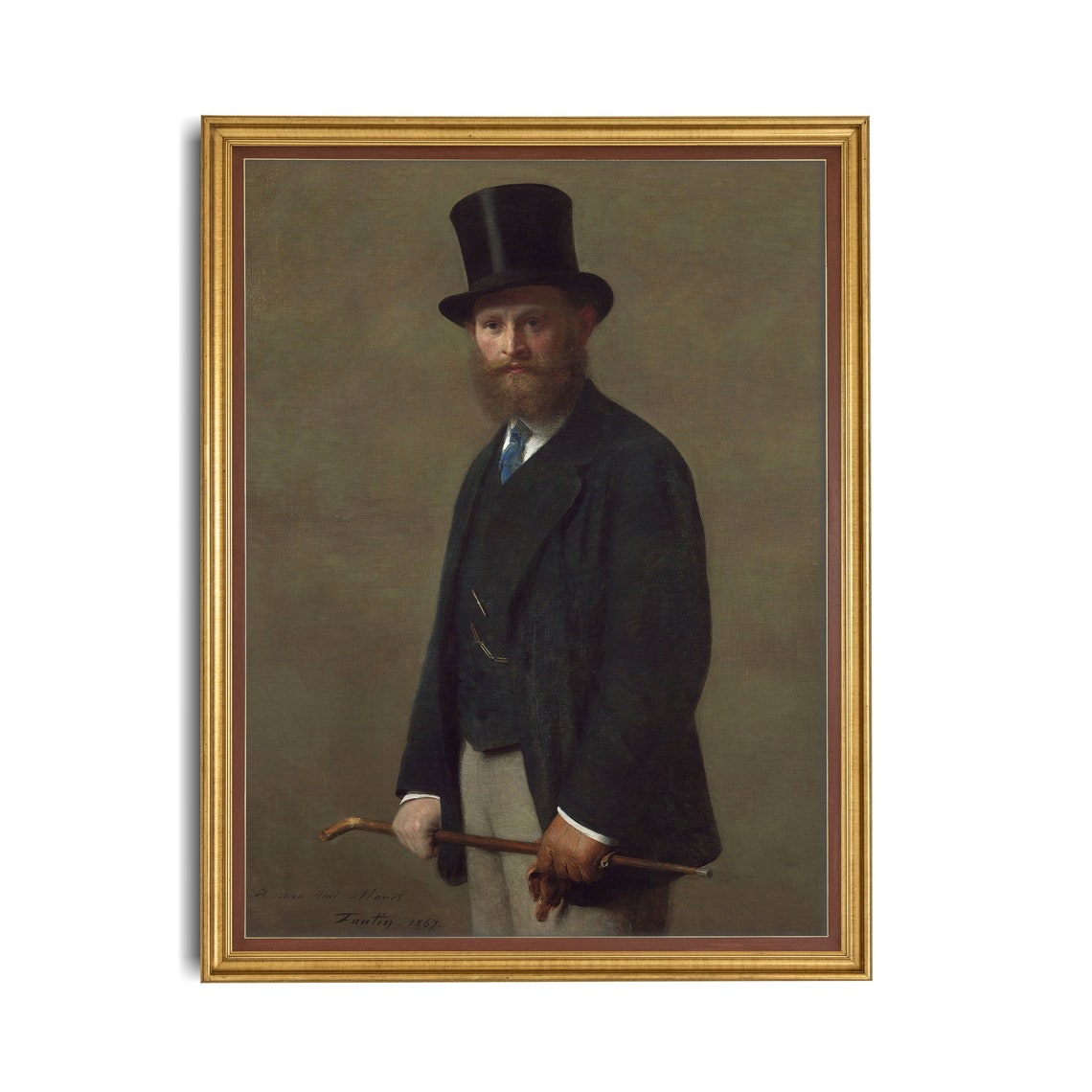 Portrait of a Gentleman in a Top Hat Vintage Victorian Art Poster - Image 2