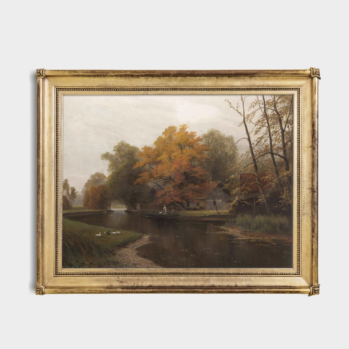 Vintage Autumn Landscape of a Riverbend With Golden Trees Poster - Image 3