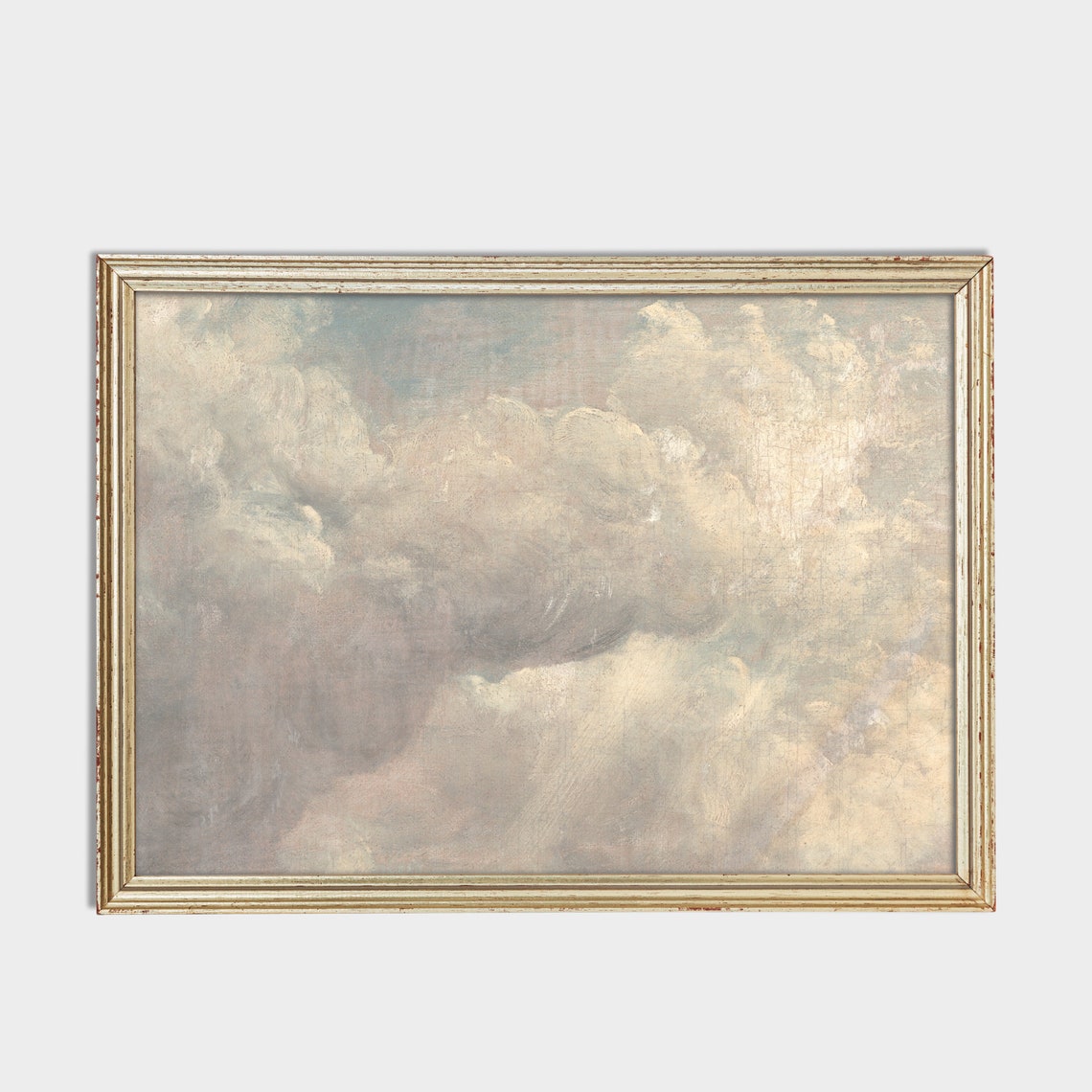 Vintage Cloud Study Antique Sky Painting Muted Neutral Decor Wall Art Farmhouse Decor Fine Art Print - Image 2