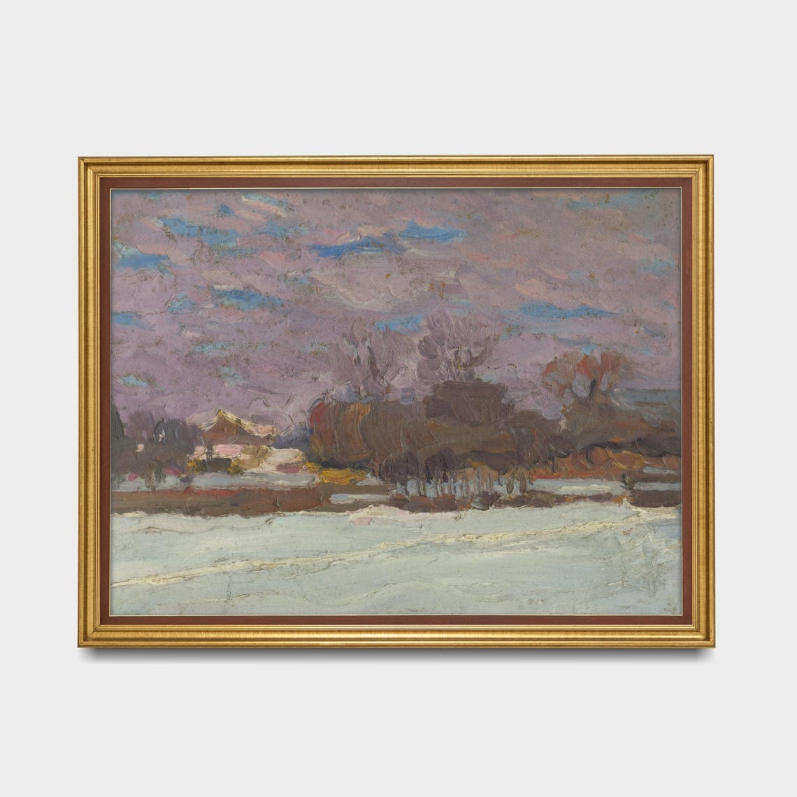 Purple Dusk Snowy Field Impressionist Winter Landscape Poster - Image 5